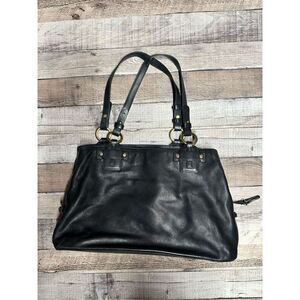 Vintage 90s y2k Ellen Tracy Black Cow Hide Leather Shoulder Bag